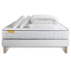 SeptnuitsPack matelas Memo sommier 2 oreillers memoire de forme