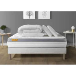 SeptnuitsPack matelas sommier Mousse a memoire de forme 5 zones de confort MAXI epaisseur Couette et 2 oreillers