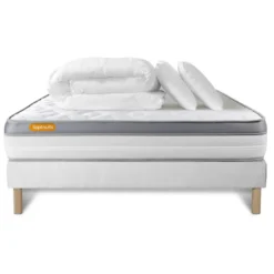 SeptnuitsPack matelas sommier Mousse a memoire de forme 5 zones de confort MAXI epaisseur Couette et 2 oreillers