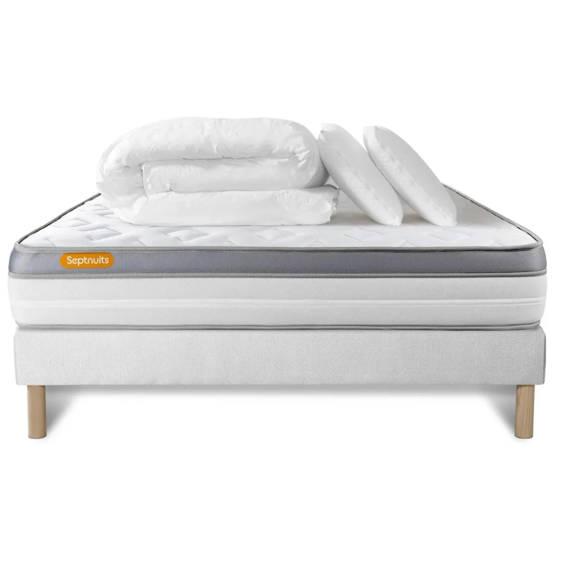 SeptnuitsPack matelas sommier Mousse a memoire de forme 5 zones de confort MAXI epaisseur Couette et 2 oreillers