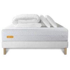 SeptnuitsPack Matelas sommier Memo BioMousse avec Couette et 2 oreillers