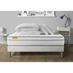 SeptnuitsPack matelas sommier Ressorts ensaches memoire de forme 5 zones de confort MAXI epaisseur
