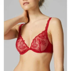 Simone PérèleSoutien-gorge Triangle Armatures - Rouge Bloom- Bloom
