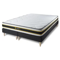 SleepfitEnsemble double sommier matelas ressorts ensaches et memoire de forme