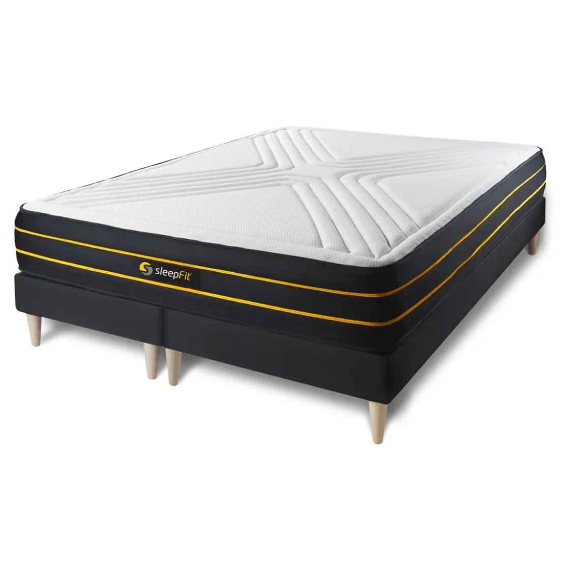 SleepfitEnsemble double sommier matelas micro ressorts ensaches et memoire de forme