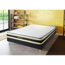 SleepfitEnsemble sommier matelas FLEXY ressorts ensaches et memoire de forme Blanc