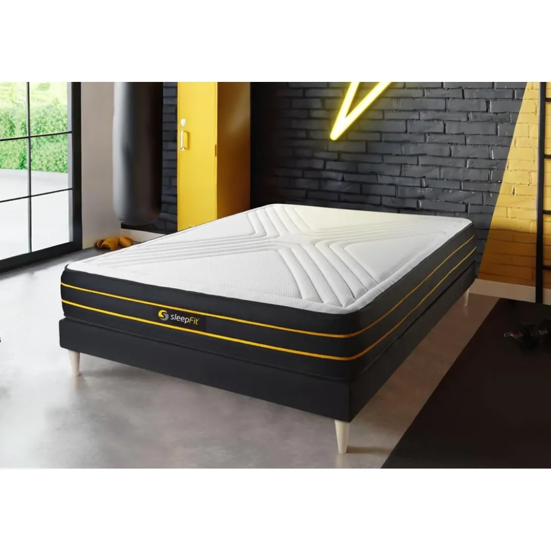 SleepfitEnsemble sommier matelas micro ressorts ensaches et memoire de forme