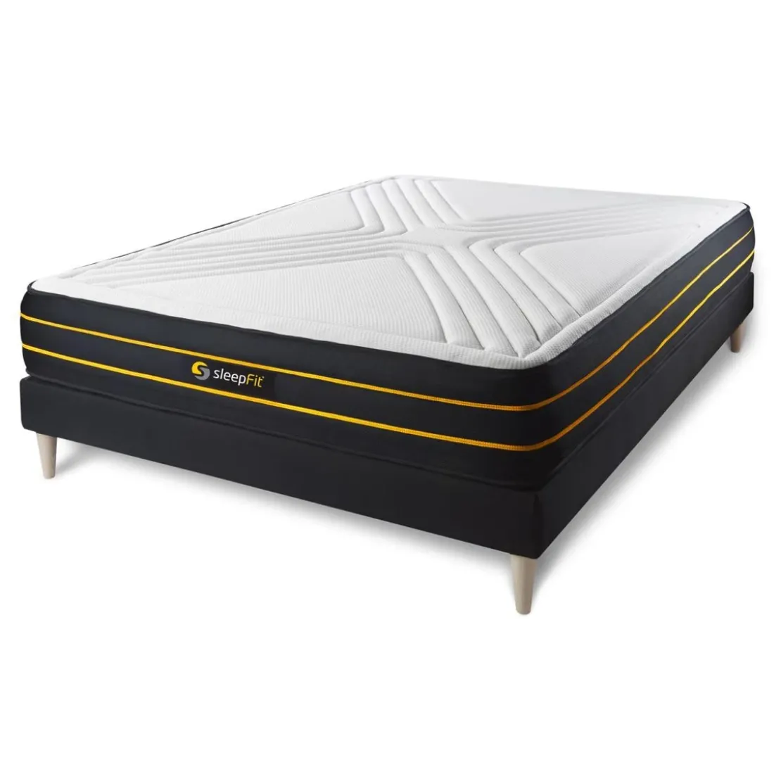 SleepfitEnsemble sommier matelas micro ressorts ensaches et memoire de forme