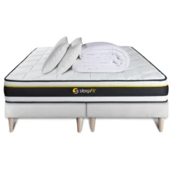SleepfitPack double sommier matelas SOFT 2 oreillers memoire de forme Couette Percale