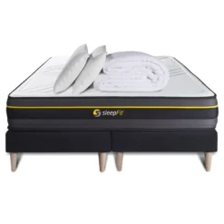 SleepfitPack matelas ACTIVE double sommiers noirCouette et 2 oreillers