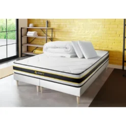 SleepfitPack matelas FLEXY double sommiers blanc Couette 2 oreillers