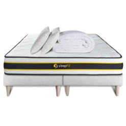 SleepfitPack matelas FLEXY double sommiers blanc Couette 2 oreillers
