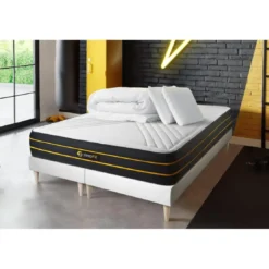 SleepfitPack matelas ULTRA double sommiers blanc Couette et 2 oreillers