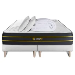 SleepfitPack matelas ULTRA double sommiers blanc Couette et 2 oreillers