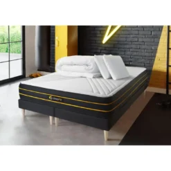 SleepfitPack matelas ULTRA double sommiers noir Couette et 2 oreillers