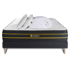 SleepfitPack matelas ULTRA sommier noirCouette 2 oreillers