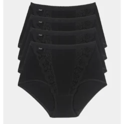 SloggiLot de 4 culottes hautes - Noir Sloggi en coton- Chic