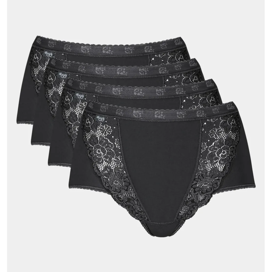 SloggiLot de 4 culottes hautes - Noir Sloggi en coton- Chic