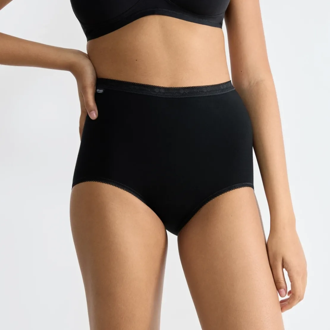 SloggiLot de 3 culottes taille haute noires en coton- Basic
