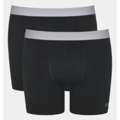 Sloggi MenLot de 2 boxer long homme noir en coton blanc- GO ABC 2.0