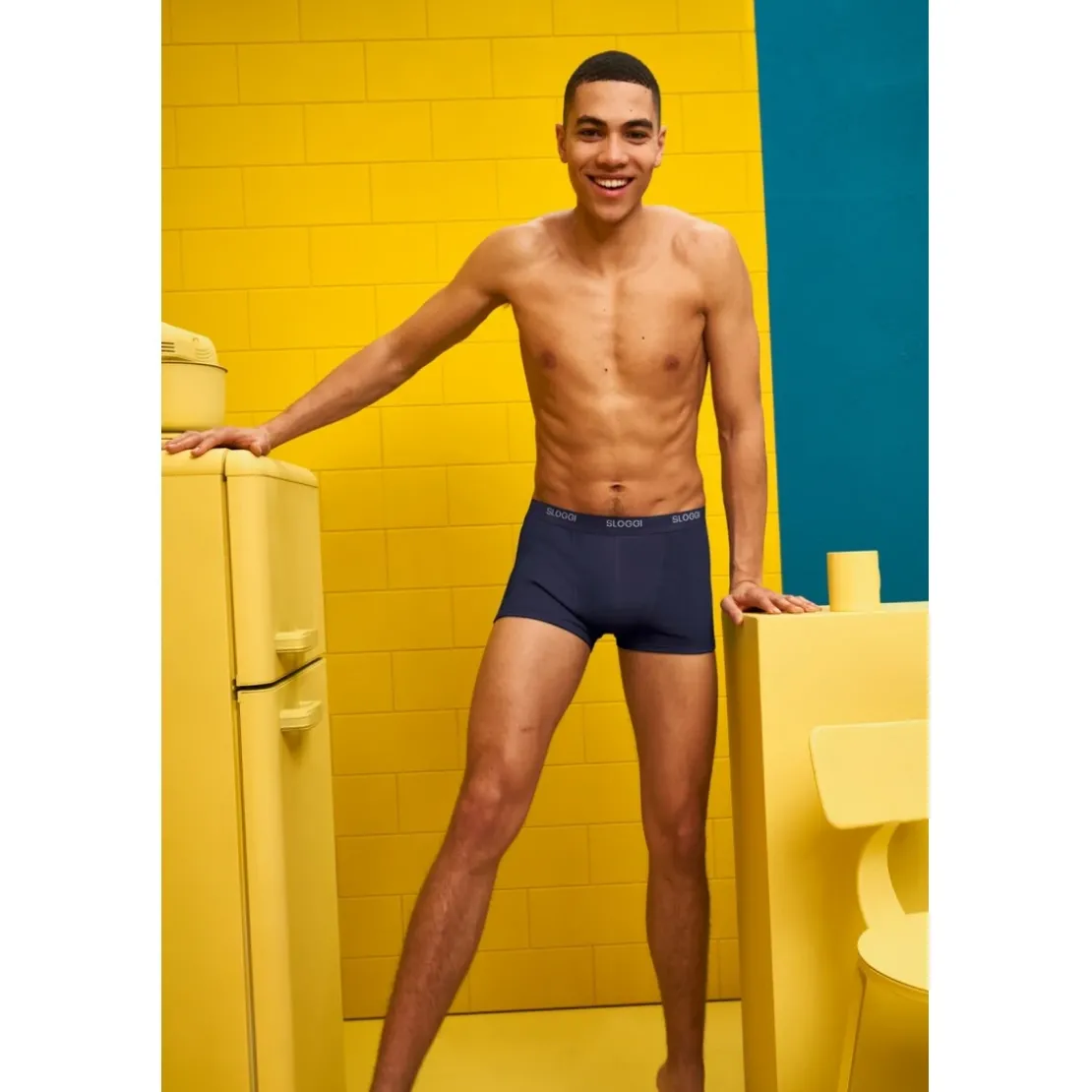 Sloggi MenLot de 3 boxers - Bleu en coton- Basic