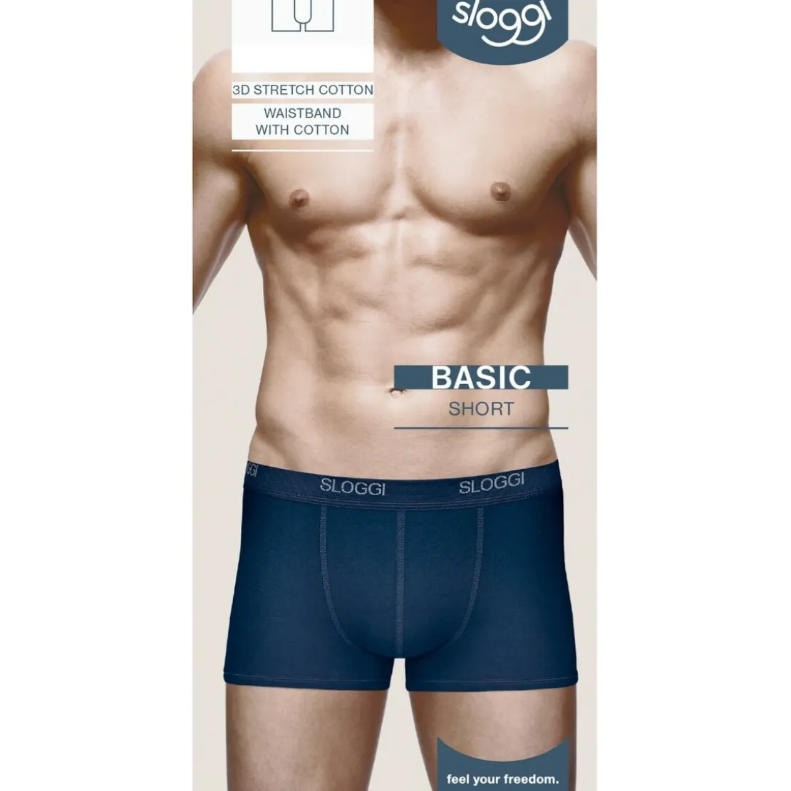 Sloggi MenLot de 3 boxers - Bleu en coton- Basic