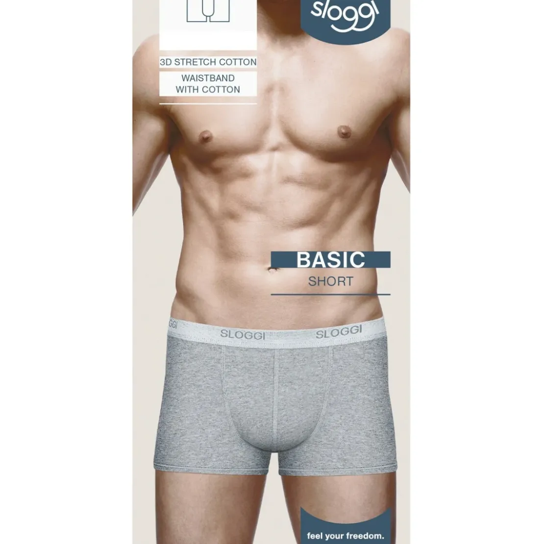 Sloggi MenLot de 3 boxers - Gris en coton- Basic