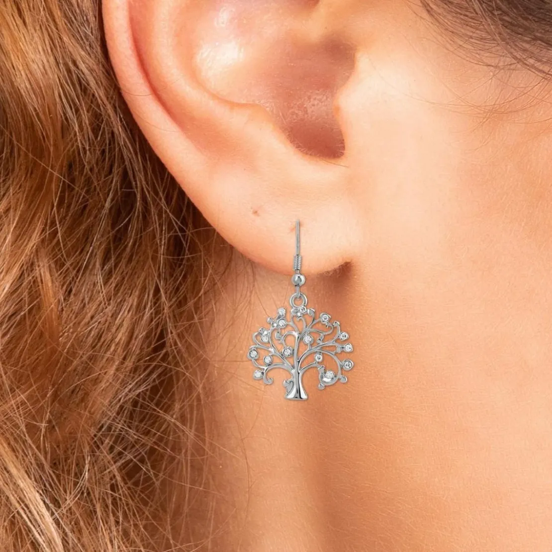 So Charm BijouxBoucles d'oreilles arbre de vie par So Charm® ornée de cristaux Swarovski® BS2037-ARGENT-BO