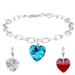 So Charm BijouxBracelet cœur par So Charm® et 2 charms So Charm® ornée de cristaux Swarovski® SB001-ARGENT+CH1251-BEBL+CH1251-CRYS+CH1251-SIAM