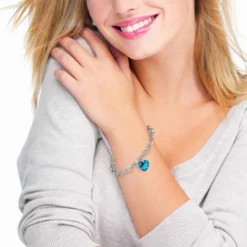 So Charm BijouxBracelet cœur par So Charm® et 2 charms So Charm® ornée de cristaux Swarovski® SB001-ARGENT+CH1251-BEBL+CH1251-CRYS+CH1251-SIAM