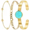 So Charm BijouxBracelet Femme So Charm - B2371-DORE+B2384-DORE+B2494-TURQUOISE - Bracelets Mode Dorés