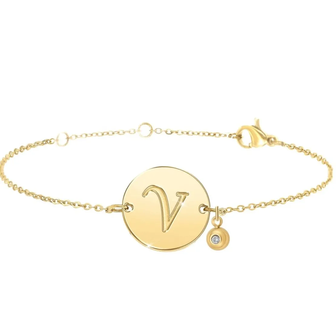 So Charm BijouxBracelet Femme So Charm - BD2281-DORE-V-DIAMANT - Bracelet Initial Doré