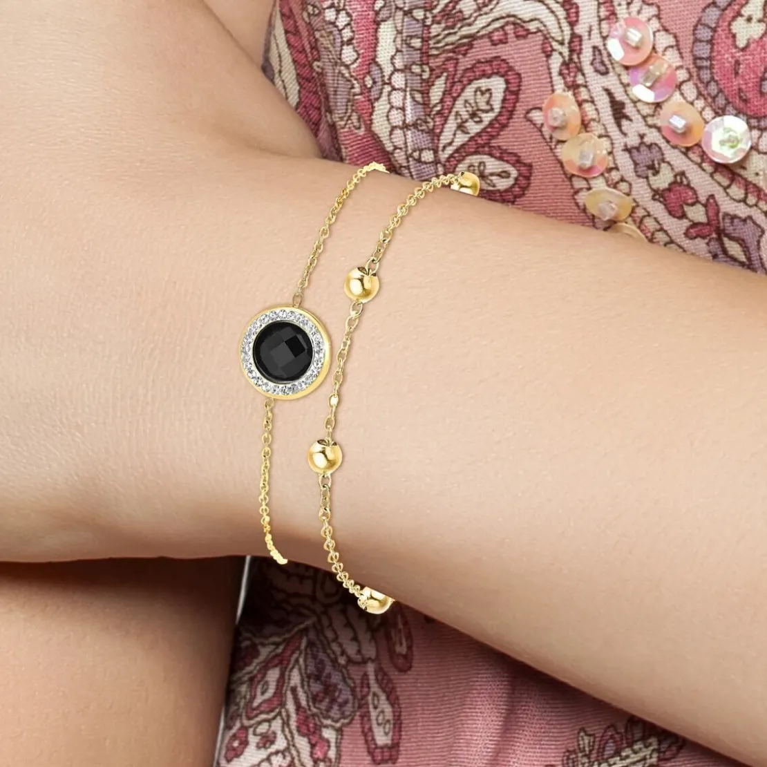 So Charm BijouxBracelet Femme So Charm - B2125-NOIR+B2371-DORE - Bracelet Mode Doré