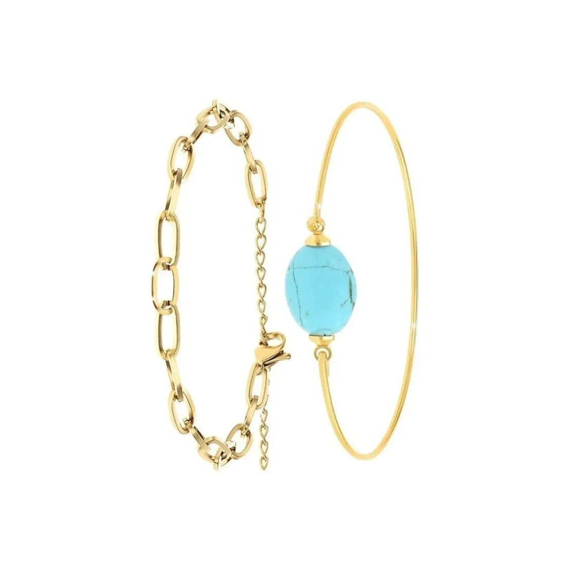 So Charm BijouxBracelet Femme So Charm - B2369-DORE+B2492-TURQUOISE - Bracelet Mode Doré