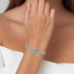 So Charm BijouxBracelet serpent par So Charm® ornée de cristaux Swarovski® BS2127-ARGENT