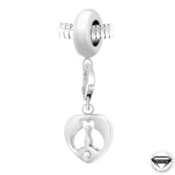 So Charm BijouxCharm perle coeur et chats in love orné de cristaux Swarovski par SC Crystal Paris®