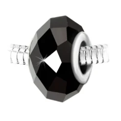 So Charm BijouxCharm perle cristal noir à facettes et acier par SC Crystal