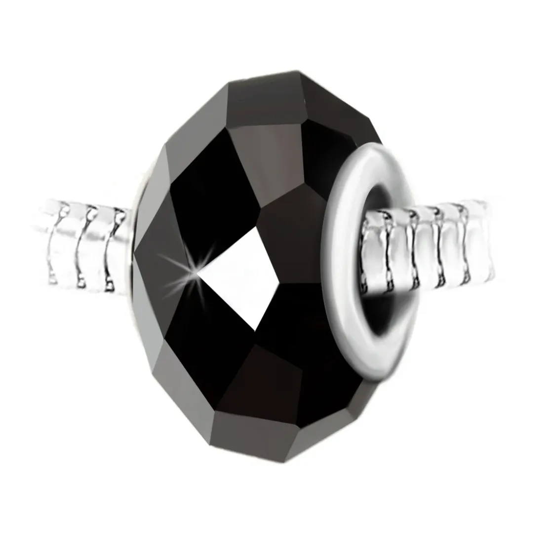 So Charm BijouxCharm perle cristal noir à facettes et acier par SC Crystal
