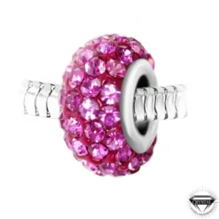 So Charm BijouxCharm perle pavé de cristaux roses et acier par SC Crystal