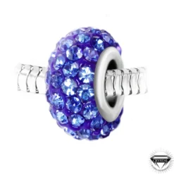 So Charm BijouxCharm perle pavé de cristaux bleus et acier par SC Crystal