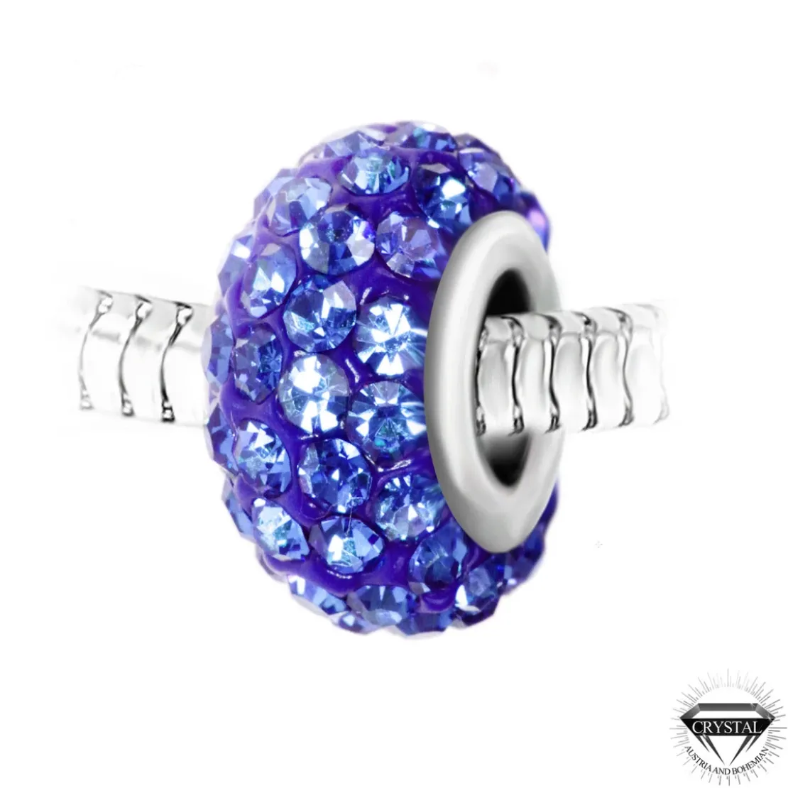 So Charm BijouxCharm perle pavé de cristaux bleus et acier par SC Crystal