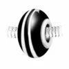 So Charm BijouxCharm perle spirale verre noir et blanc décoré main et acier par SC Crystal