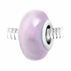 So Charm BijouxCharm perle verre nacré rose et acier par SC Crystal