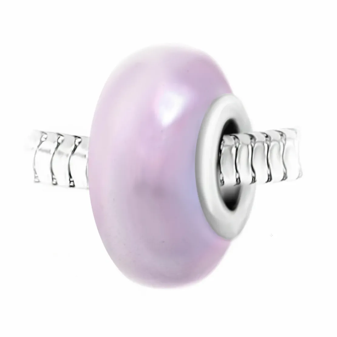 So Charm BijouxCharm perle verre nacré rose et acier par SC Crystal