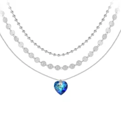 So Charm BijouxCollier coeur par So Charm® ornée de cristaux Swarovski® BS4410-BEBL-SN016+B2392-ARGENT+B2385-ARGENT