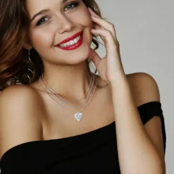 So Charm BijouxCollier coeur par So Charm® ornée de cristaux Swarovski® BS4393-CRYS-SN016+B2385-ARGENT+B2382-ARGENT