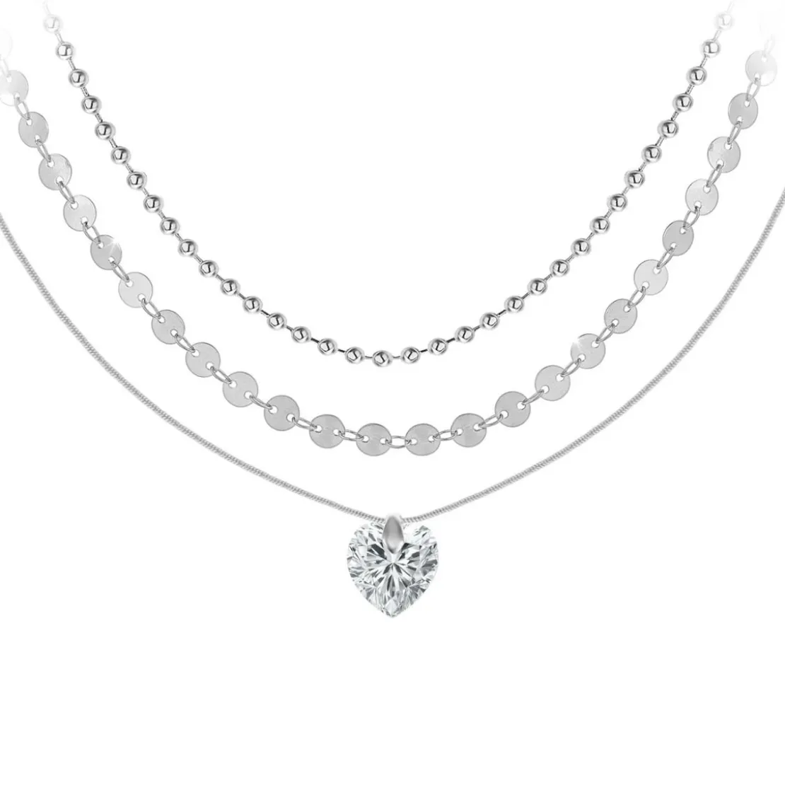 So Charm BijouxCollier coeur par So Charm® ornée de cristaux Swarovski® BS4410-CRYS-SN016+B2392-ARGENT+B2385-ARGENT