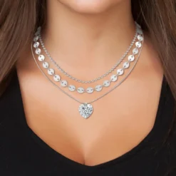 So Charm BijouxCollier coeur par So Charm® ornée de cristaux Swarovski® BS4410-CRYS-SN016+B2392-ARGENT+B2385-ARGENT