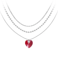 So Charm BijouxCollier coeur par So Charm® ornée de cristaux Swarovski® BS4393-SIAM-SN016+B2385-ARGENT+B2382-ARGENT