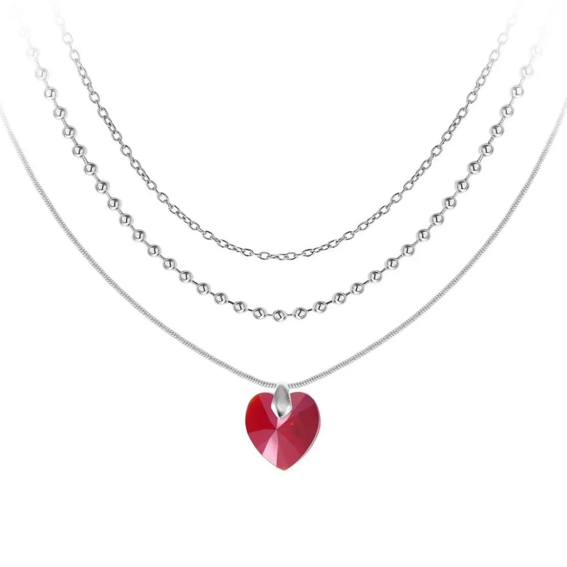 So Charm BijouxCollier coeur par So Charm® ornée de cristaux Swarovski® BS4393-SIAM-SN016+B2385-ARGENT+B2382-ARGENT